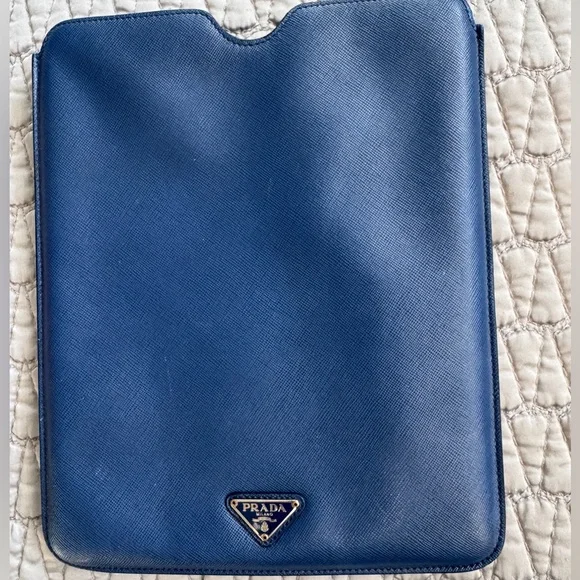 Prada Blue Saffiano Leather IPAD Case - Picture 1 of 5